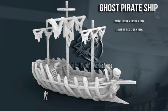 Ghost Pirate Ship 28/32mm Dark Realms 3D Printed Tabletop