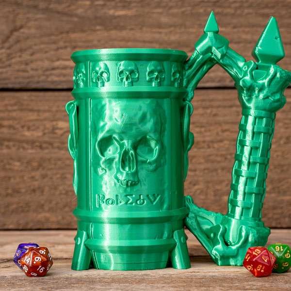 Necromancer Mythic Mug Stein | Tabletop Fantasy Role Play RPG Gaming Cosplay Props - Dungeons and Dragon DnD D&D Pathfinder | Drink Holder