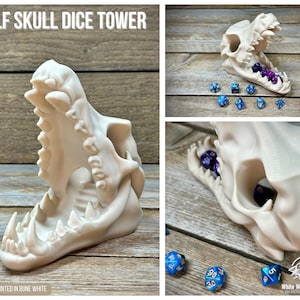 Wolf Skull Dice Tower | Custom-Crafted Fantasy Dice Tower for Tabletop RPGs (Dungeons & Dragons, DnD), Wargaming, or Display