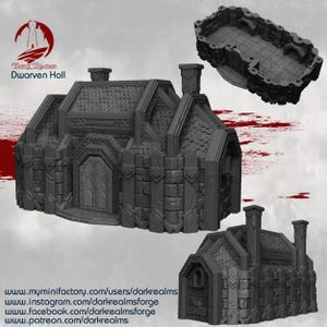 Dwarven Outpost Great Hall 28/32mm | Custom-Crafted Fantasy Model for Tabletop RPGs (Dungeons & Dragons/DnD), Wargaming, Dioramas or Display