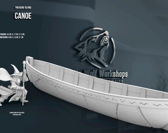 Canoe | Treasure Island | 3D Printed Fantasy Tabletop Miniatures Props Dungeons and Dragons DnD D&D | Pirate | Boat | Ship | Canoe