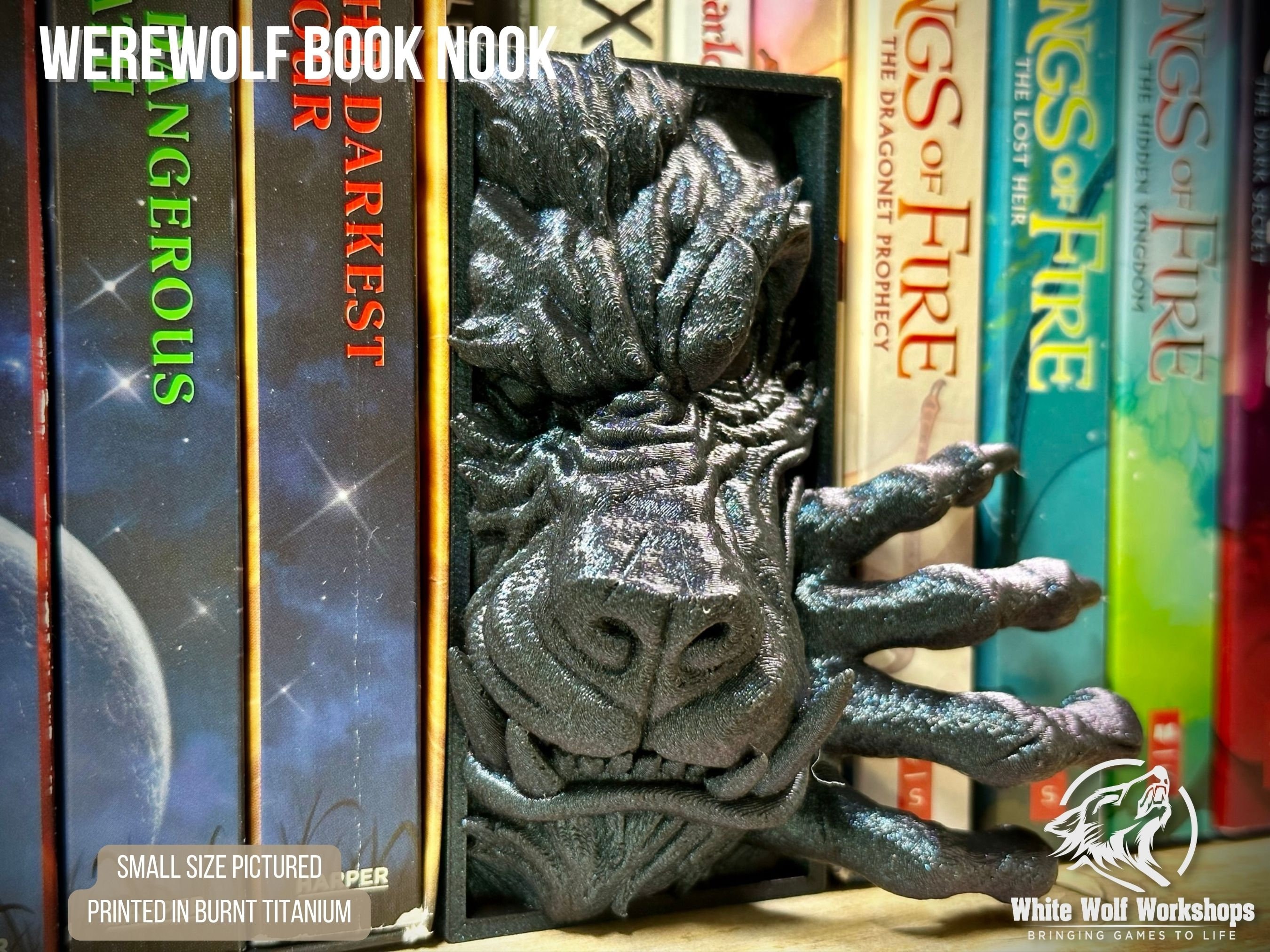 Werewolf Book Nook | Tabletop Fantasy Role Play RPG Gaming Cosplay Props - Dungeons and Dragons DnD D&D | Miniatures of Madness