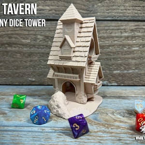 Tavern Tiny Dice Tower | Custom-Crafted Fantasy Accessory for Tabletop RPGs, Dungeons & Dragons DnD, Wargaming, or Display