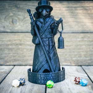Plague Doctor Dice Tower | Custom-Crafted Fantasy Accessory for Tabletop RPGs, Dungeons & Dragons DnD, Wargaming, or Display