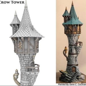 Crow Tower 28/32mm | Custom-Crafted Fantasy Model for Tabletop RPGs (Dungeons & Dragons/DnD), Wargaming, Dioramas or Display