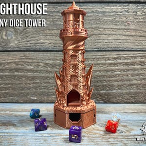 Lighthouse Tiny Dice Tower | Custom-Crafted Fantasy Accessory for Tabletop RPGs, Dungeons & Dragons DnD, Wargaming, or Display