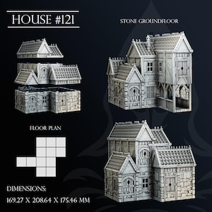 House 121 - 28/32mm | Tabletop Townscapes | 3D Printed Tabletop Fantasy Miniatures and Props | Dungeons and Dragons, DnD, D&D, Pathfinder
