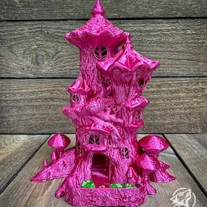 Fairy Mushroom Treehouse Dice Tower | Custom-Crafted Fantasy Dice Tower for Tabletop RPGs (Dungeons & Dragons, DnD), Wargaming, or Display