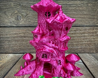 Fairy Mushroom Treehouse Dice Tower | Tabletop Fantasy Role Play RPG Gaming Cosplay Props - Dungeons and Dragon DnD D&D Pathfinder Fates End