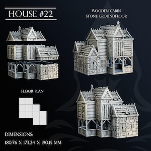 House 22 - 28/32mm | Tabletop Townscapes | 3D Printed Tabletop Fantasy Miniatures and Props | Dungeons and Dragons, DnD, D&D, Pathfinder