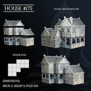 House 175 - 28/32mm | Tabletop Townscapes | 3D Printed Tabletop Fantasy Miniatures and Props | Dungeons and Dragons, DnD, D&D, Pathfinder