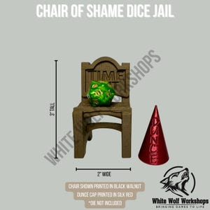 Chair of Shame! Time Out Dice Jail | Custom-Crafted Fantasy Accessory for Tabletop RPGs, Dungeons & Dragons DnD, Wargaming, or Display