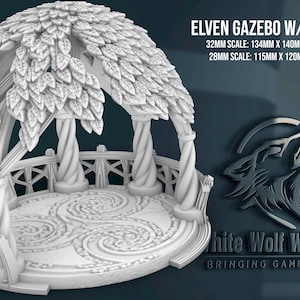 Elven Gazebo with Canopy 28/32mm | Custom-Crafted Fantasy Model for Tabletop RPGs (Dungeons & Dragons/DnD), Wargaming, Dioramas, or Display