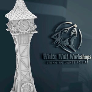 Clock Tower 28/32mm | Custom-Crafted Fantasy Model for Tabletop RPGs (Dungeons & Dragons/DnD), Wargaming, Dioramas or Display