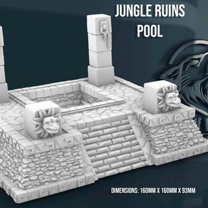 Jungle Ruins Cleansing Pool 28/32mm | Dark Realms | 3D Printed Tabletop Miniatures Props Dungeons and Dragons DnD D&D, Pathfinder,
