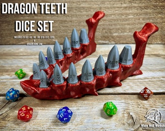 Dragon Teeth Dice Set | Custom-Crafted Fantasy Dice Storage for Tabletop RPGs (Dungeons & Dragons, DnD), Wargaming, or Display