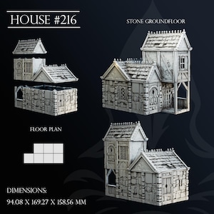 House 216 - 28/32mm | Tabletop Townscapes | 3D Printed Tabletop Fantasy Miniatures and Props | Dungeons and Dragons, DnD, D&D, Pathfinder