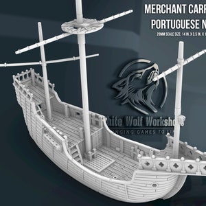 Merchant Carrack  28MM | Treasure Island | 3D Printed Fantasy Tabletop Miniatures Props Dungeons and Dragons DnD D&D | Pirate | Boat | Ship
