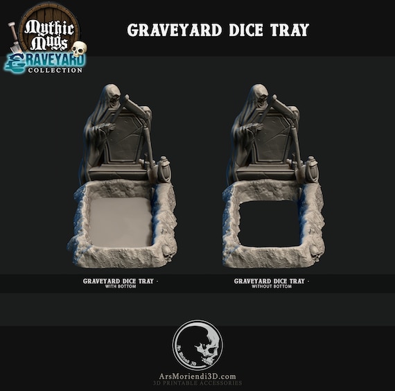 Graveyard Dice Rolling Tray | Custom-Crafted Fantasy Dice Storage for Tabletop RPGs (Dungeons & Dragons, DnD), Wargaming, or Display