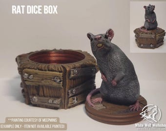 Coffin Rat Dice Box | Custom-Crafted Fantasy Dice Storage for Tabletop RPGs (Dungeons & Dragons, DnD), Wargaming, or Display