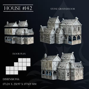 House 142 - 28/32mm | Tabletop Townscapes | 3D Printed Tabletop Fantasy Miniatures and Props | Dungeons and Dragons, DnD, D&D, Pathfinder