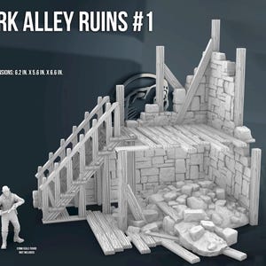 Dark Alley Ruins #1  15/28/32MM | Custom-Crafted Fantasy Model for Tabletop RPGs (Dungeons & Dragons/DnD), Wargaming, Dioramas or Display