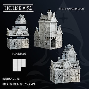 House 152 - 28/32mm | Tabletop Townscapes | 3D Printed Tabletop Fantasy Miniatures and Props | Dungeons and Dragons, DnD, D&D, Pathfinder