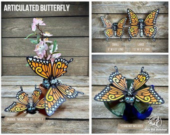 Articulated Butterfly with Interchangeable Wings | Tabletop Fantasy Game | Desk Office Classroom Fidget Sensory Gift | FlexiFactory