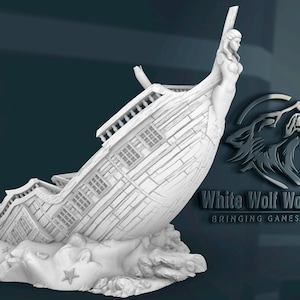 Decorative Pirate Shipwreck | Custom-Crafted Fantasy Ship Model for Tabletop RPGs (Dungeons & Dragons/DnD), Wargaming, Dioramas or Display