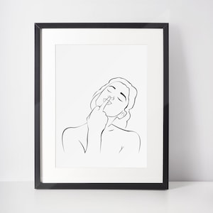Middle Finger Woman Sketch, Digital Download, Line Art Woman Print, Minimalist Printable Art, Woman Drawing Wall Décor, Simple Woman Print