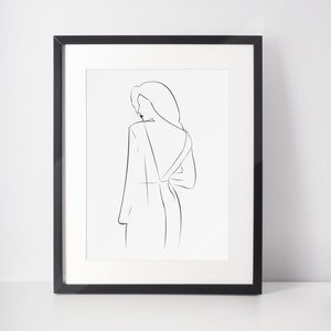 Elegant Woman Sketch Wall Art, Digital Download, Line Art Woman Print, Minimalist Fashion Art, Woman Drawing Wall Décor, Simple Woman Print