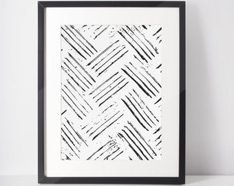 Abstract Lines Print, Digital Download, Strokes Sketch Wall Art, Scandinavian Style Printable Art, Minimalist Wall Art, Black and White