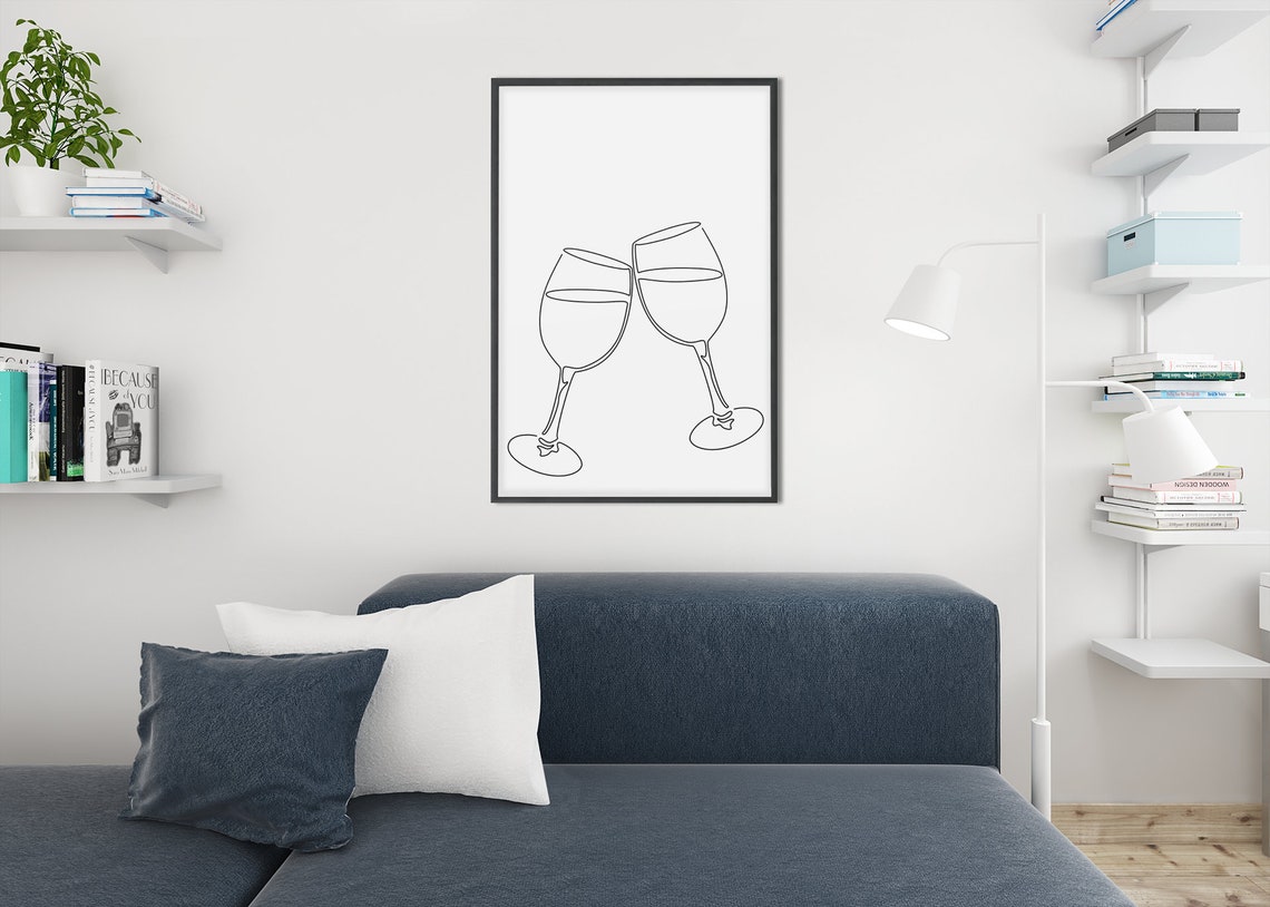 Two Wine Glasses Printable Digital Download Bar Décor - Etsy