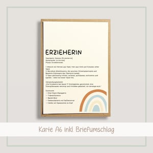 Karte Erzieherin, Abschiedsgeschenk Kita | Abschiedskarte für Erzieherin mit Briefumschlag