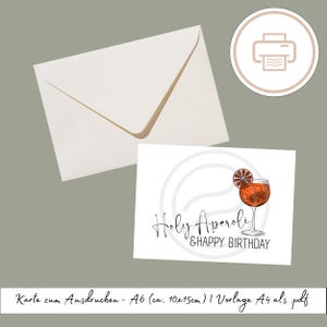 Carte d'anniversaire Aperol à imprimer, cadeau de dernière minute imprimable Modèle d'impression Imprimables cadeau