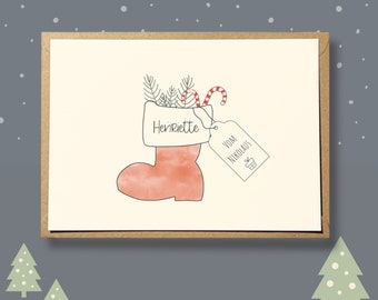 Karte zum Nikolaus, personalisierte Karte zum Nikolaus, Nikolauskarte mit Name