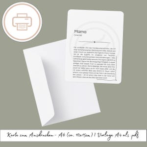 Definition Karte "Mama" zum Ausdrucken, druckbares Last Minute Geschenk | Druckvorlage, Printables Geschenk zum Muttertag