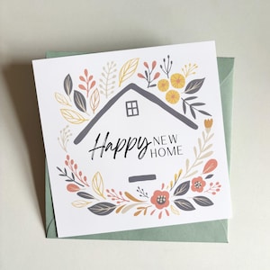 Happy New Home Karte zum Einzug Glückwunschkarte Grußkarte Umzug ins neue Zuhause, Karte neues Zuhause mit Briefumschlag limitierte Auflage