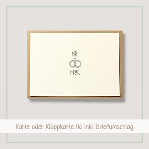 Schlichte Hochzeitskarte | Glückwunschkarte zur Hochzeit mit Briefumschlag