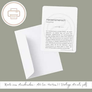 Karte Definition "Herzensmensch" zum Ausdrucken, druckbares Last Minute Geschenk | Druckvorlage, Printables Definition