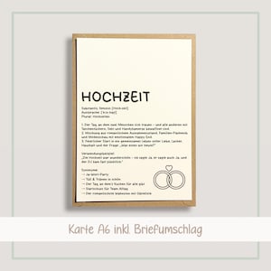Karte Hochzeit, humorvolle Hochzeitskarte | Karte zur Hochzeit mit Briefumschlag