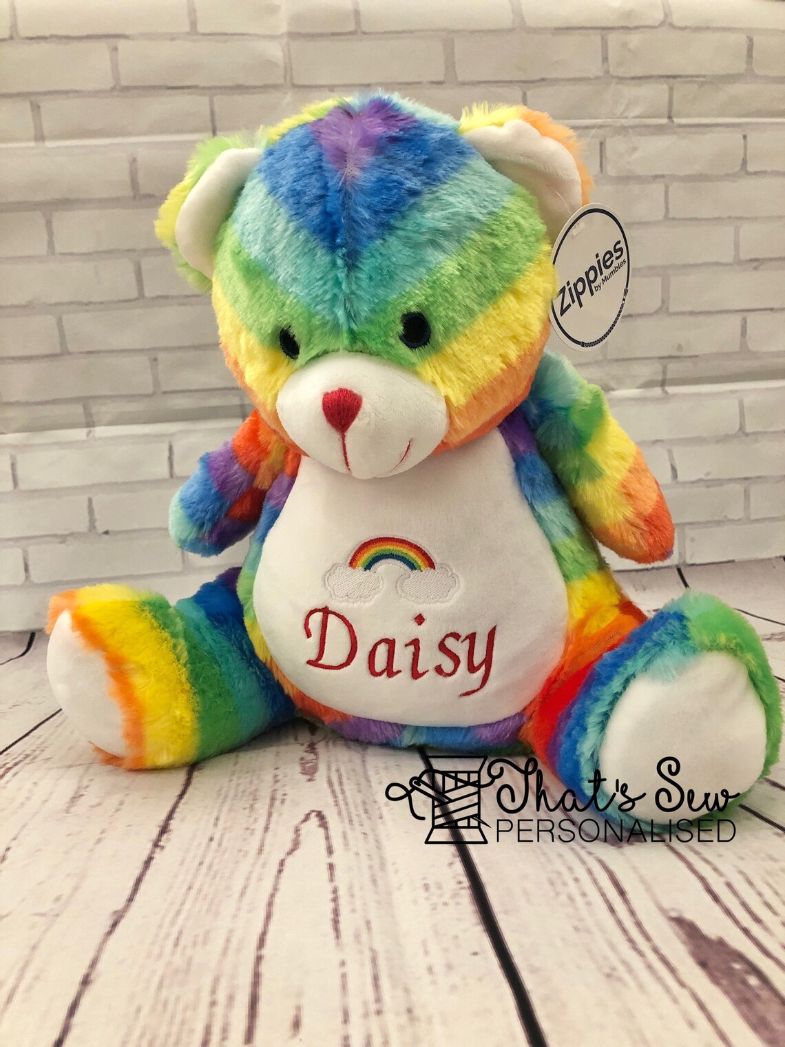 Personalised Embroidered Rainbow Teddy Bear Soft Toy New Baby | Etsy