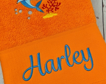 Personalised Embroidered Children’s Shark Bath Towel