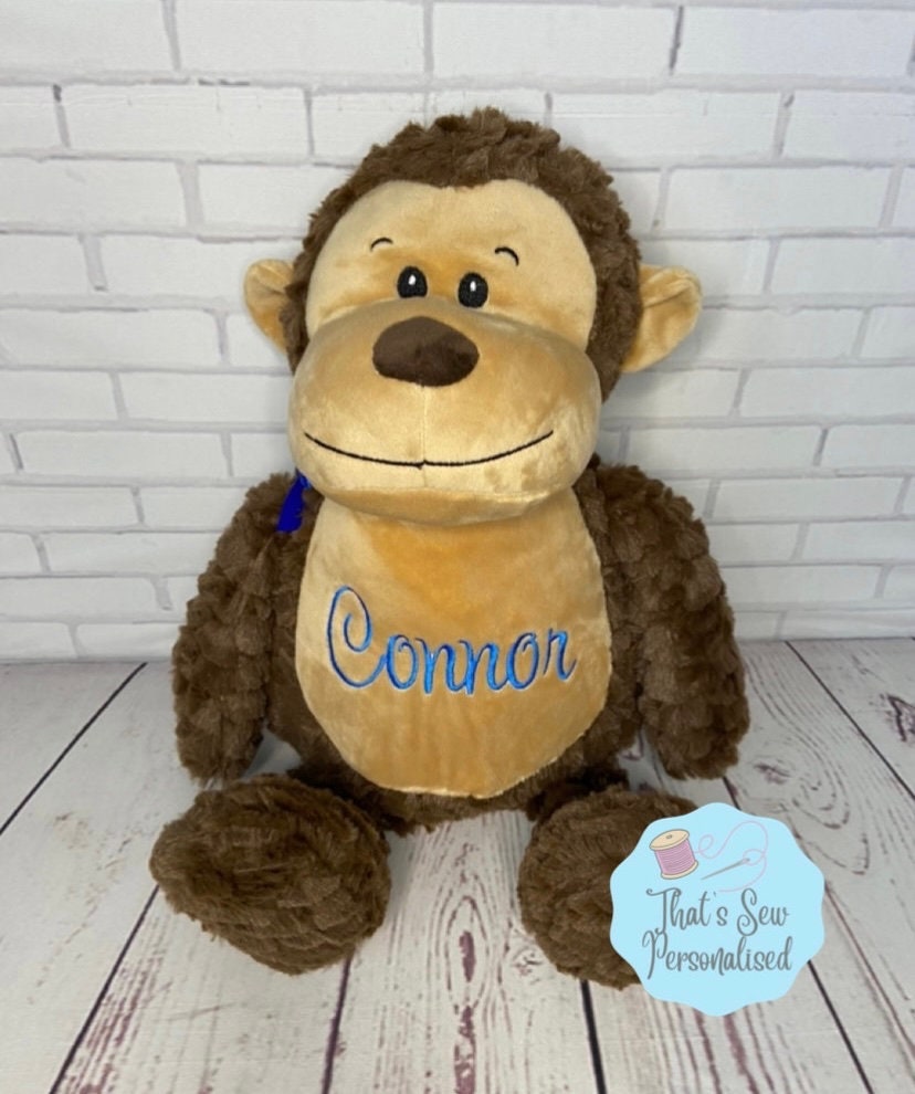 Personalised Embroidered Monkey Teddy Bear Soft Toy New Baby