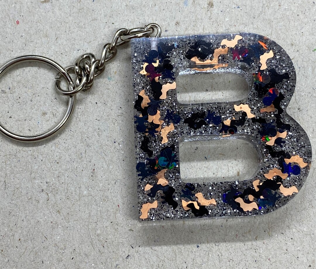 Personalised Resin Initial Keyring / Keychain. Bats and Skulls Etsy
