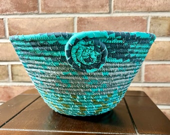 Fabric wrapped rope bowl