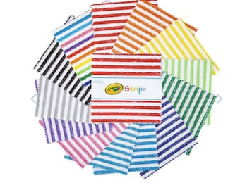 Crayola Stripe by Riley BLake Designs ~ 5" Charm Pack ~ 42 Pieces