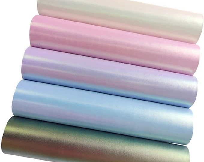 Matte Pearlescent Soft Vinyl - Faux Leather ~  For Craft~ Bows ~ Purses & Bags~ Pink Blue Purple and White