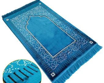 New Mihrab Style Velvet Prayer Rug (750g)-Large Prayer Mat / Janamaz - Size: 120x70 cm - Made in Turkey