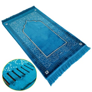 New Mihrab Style Velvet Prayer Rug (750g)-Large Prayer Mat / Janamaz - Size: 120x70 cm - Made in Turkey